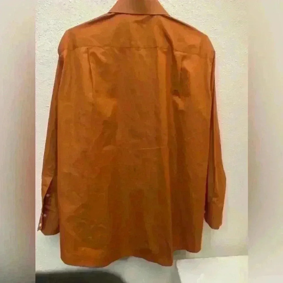 Sean John 100 two ply Orange Button Down Dress Shirt Size 17.5 34-35 - Picture 2 of 4